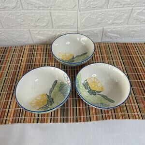 Anthropologie Set of 3 Radiant Petal Ceramic Bowls – 6" Sculpted Floral